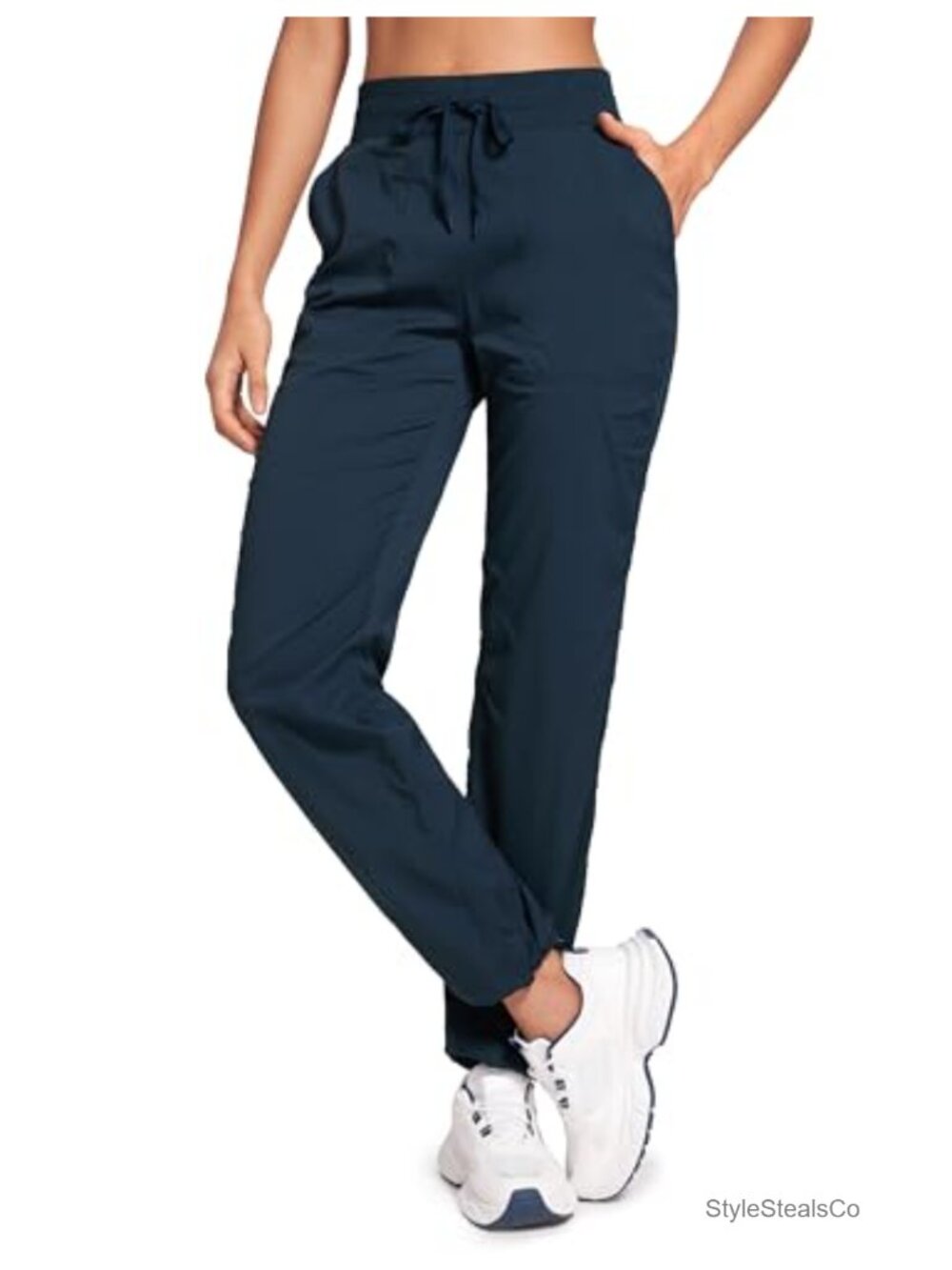 Straight Leg Joggers Mid Rise with Drawstring Pockets 30" Inseam